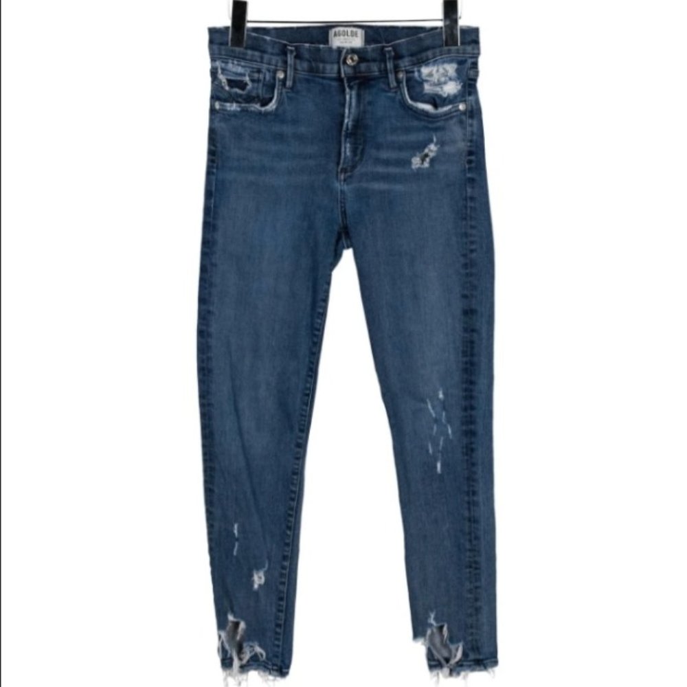 AGOLDE Distressed Mid-Rise Skinny Leg Jeans 27
